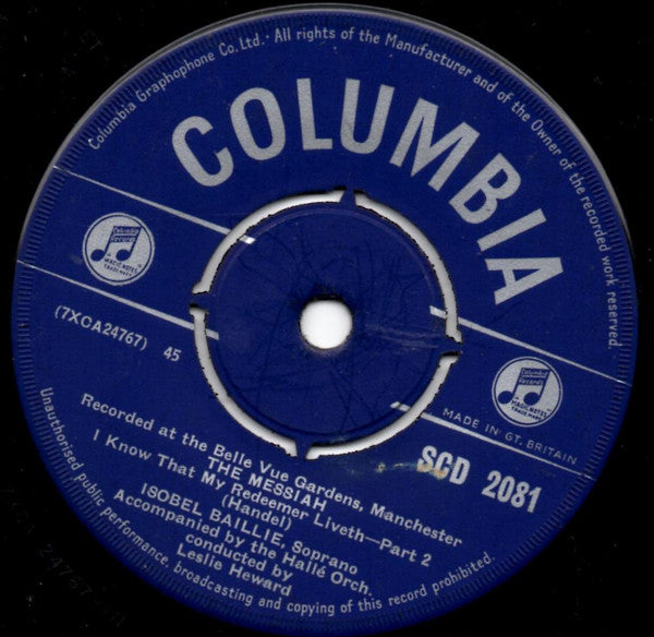 Isobel Baillie : The Messiah - I Know That My Redeemer Liveth (7")