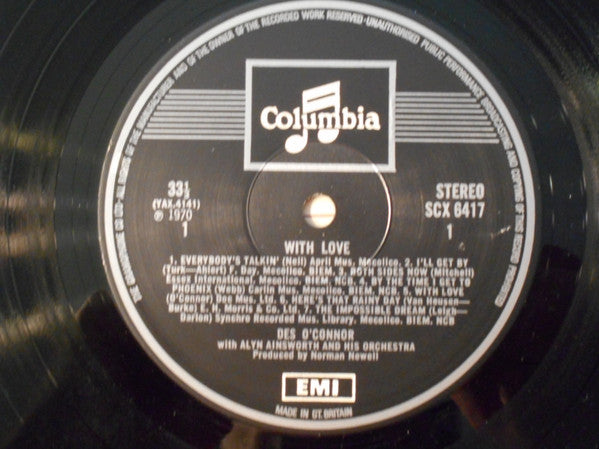 Des O'Connor : With Love (LP, Album)