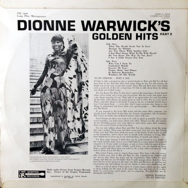 Dionne Warwick : Golden Hits Part 2 (LP, Comp)