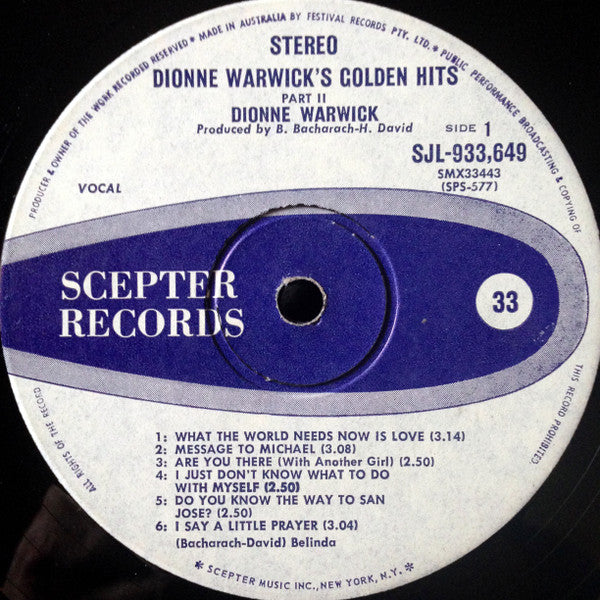 Dionne Warwick : Golden Hits Part 2 (LP, Comp)
