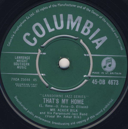 Acker Bilk And His Paramount Jazz Band : That's My Home (7", Single)