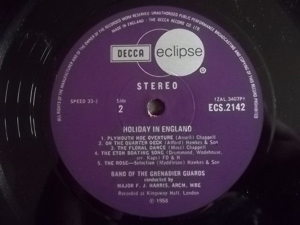 The Band Of The Grenadier Guards : Holiday In England (LP, Album)