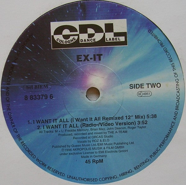 Ex-It : I Want It All (12")