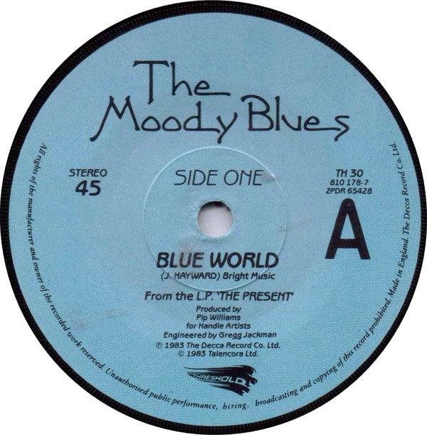 The Moody Blues : Blue World (7", Single, Pap)