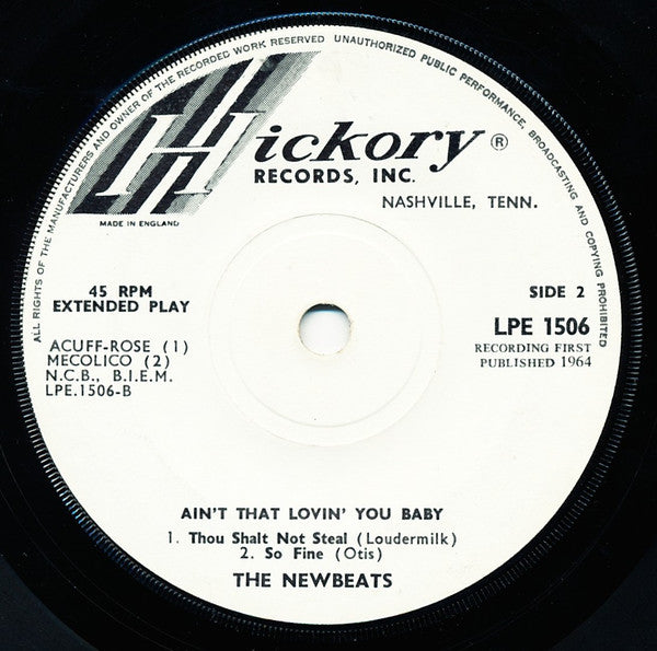 The Newbeats : Ain't That Lovin' You, Baby (7", EP, Mono)
