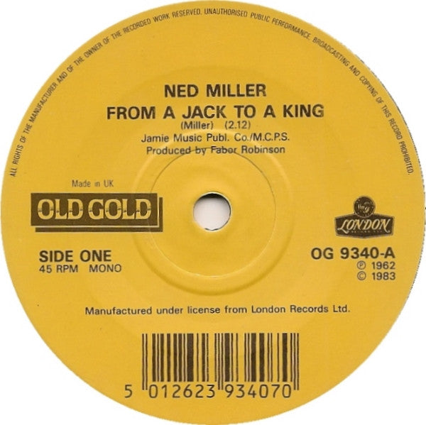 Ned Miller : From A Jack To A King / Do What You Do Do Well (7", Mono)