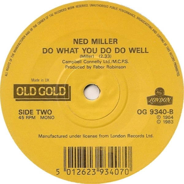 Ned Miller : From A Jack To A King / Do What You Do Do Well (7", Mono)