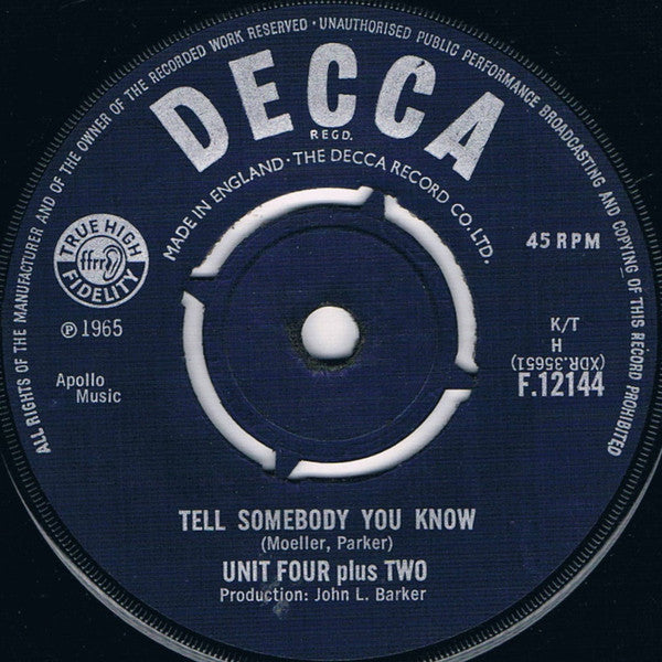Unit Four Plus Two : (You've) Never Been In Love Like This Before (7", Single)