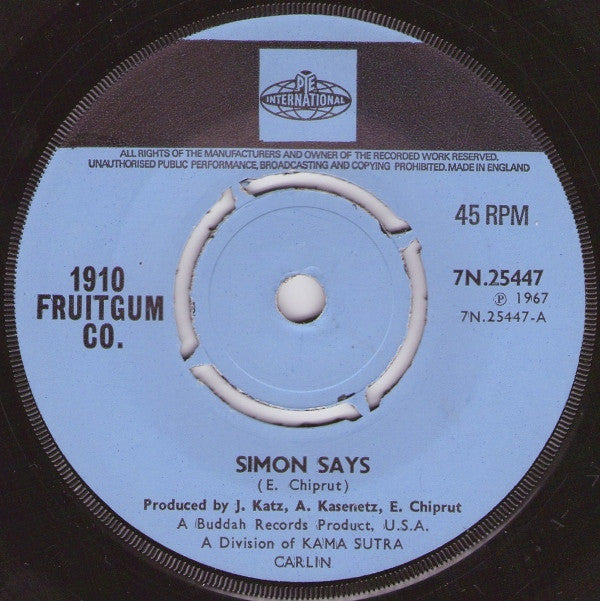 1910 Fruitgum Company : Simon Says (7", Single, Pus)