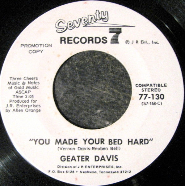 Geater Davis : Your Heart Is So Cold (7", Single, Promo)