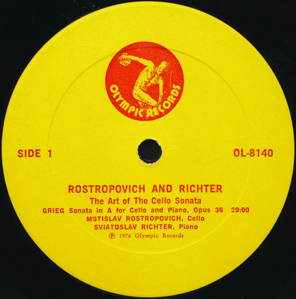 Mstislav Rostropovich And Sviatoslav Richter, Edvard Grieg, Johannes Brahms : The Art Of The Cello Sonata (LP)