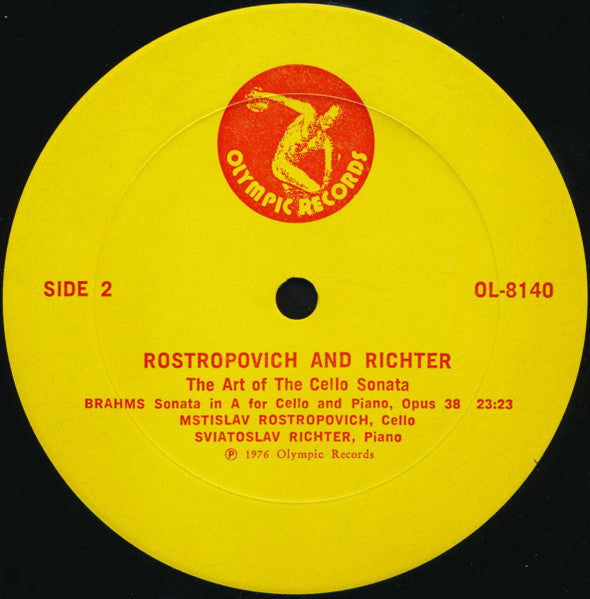 Mstislav Rostropovich And Sviatoslav Richter, Edvard Grieg, Johannes Brahms : The Art Of The Cello Sonata (LP)