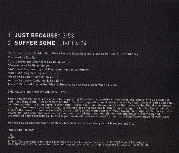 Jane's Addiction : Just Because (CD, Single)