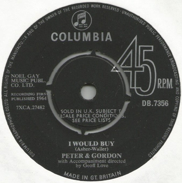 Peter & Gordon : I Don't Want To See You Again  (7", Single)