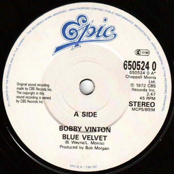 Bobby Vinton : Blue Velvet (7", Single)