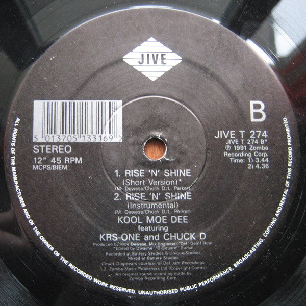Kool Moe Dee Featuring KRS-One And Chuck D : Rise 'N' Shine (12")