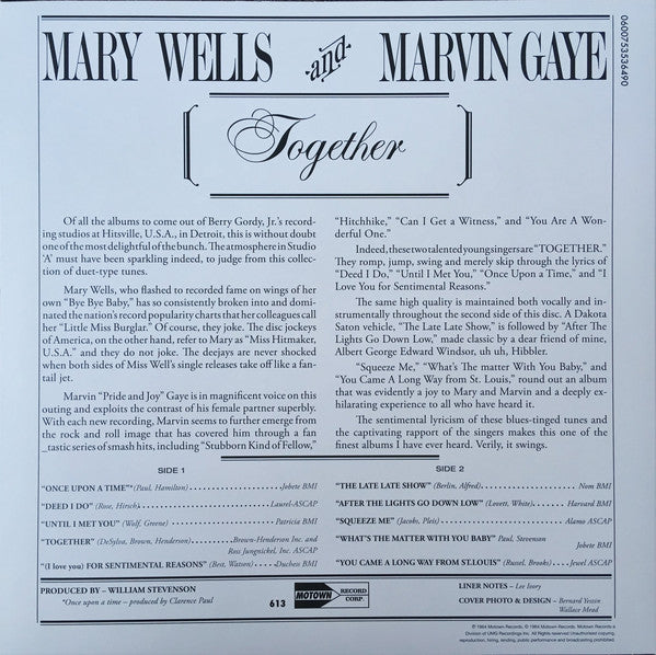 Marvin Gaye And Mary Wells : Together (LP, Album, RE, 180)