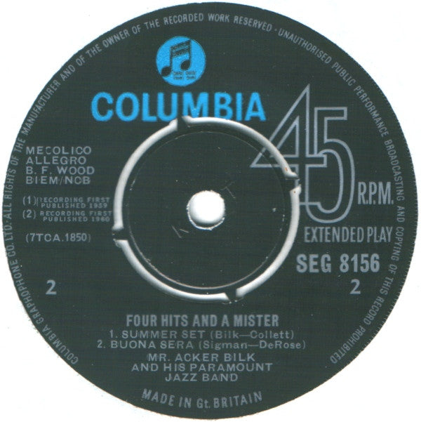 Acker Bilk : Four Hits And A Mister (7", EP, Mono, RP)