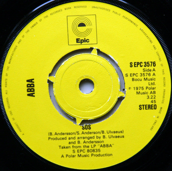 ABBA : SOS (7", Single, Kno)