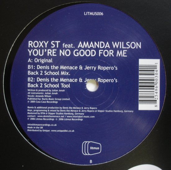 Roxy St Feat. Amanda Wilson : You're No Good For Me (12")