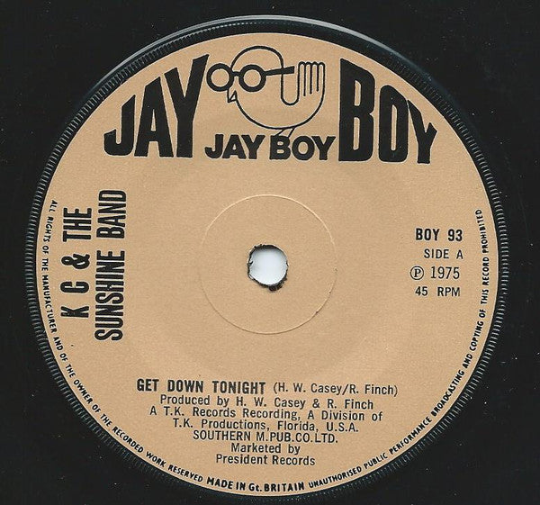 KC & The Sunshine Band : Get Down Tonight (7", Sol)