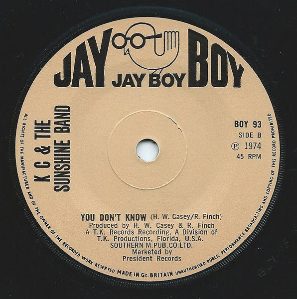 KC & The Sunshine Band : Get Down Tonight (7", Sol)