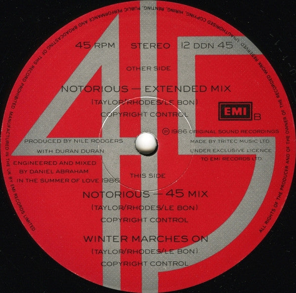Duran Duran : Notorious (12", Single)