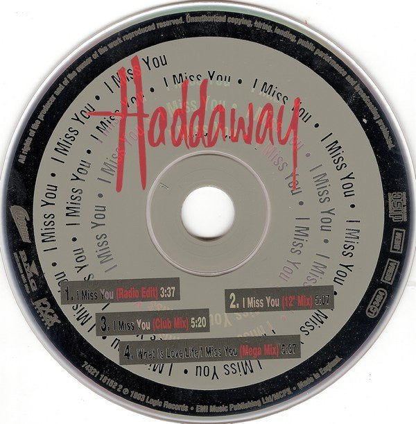 Haddaway : I Miss You (CD, Single)