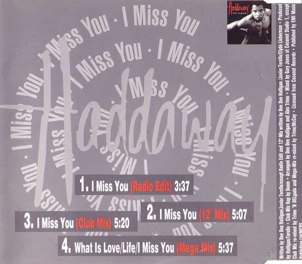 Haddaway : I Miss You (CD, Single)
