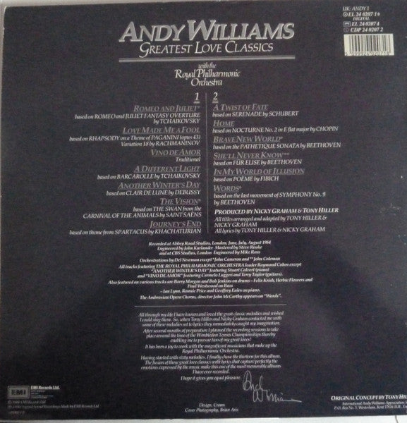 Andy Williams : Greatest Love Classics (LP, Album)