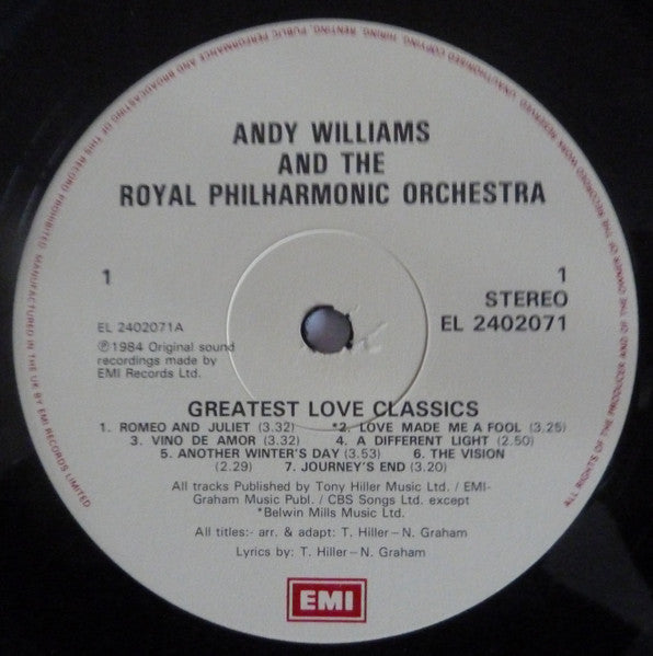 Andy Williams : Greatest Love Classics (LP, Album)