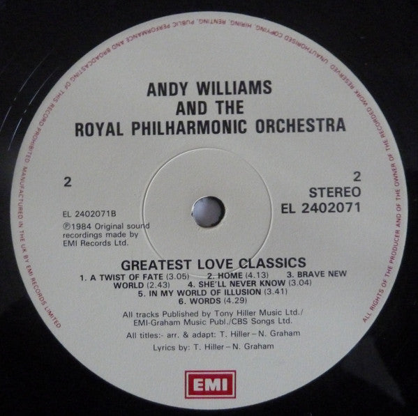 Andy Williams : Greatest Love Classics (LP, Album)