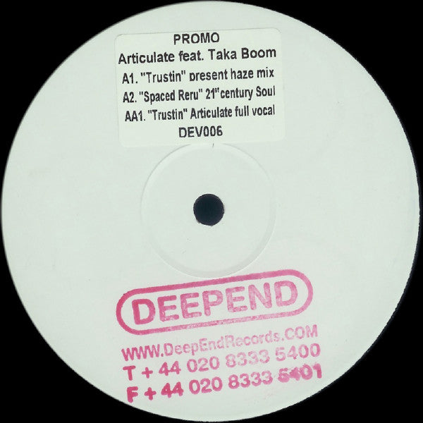 Articulate Feat. Taka Boom : Trustin (12", Promo, W/Lbl, Sti)