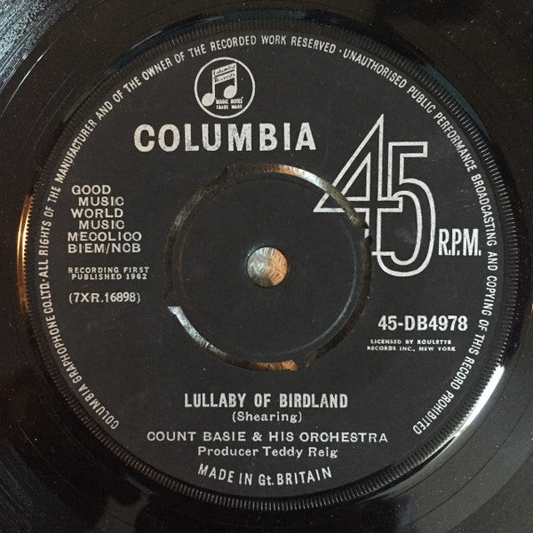 Count Basie Orchestra : Lullaby of Birdland / Basie's Jingle Bells (7", Single)