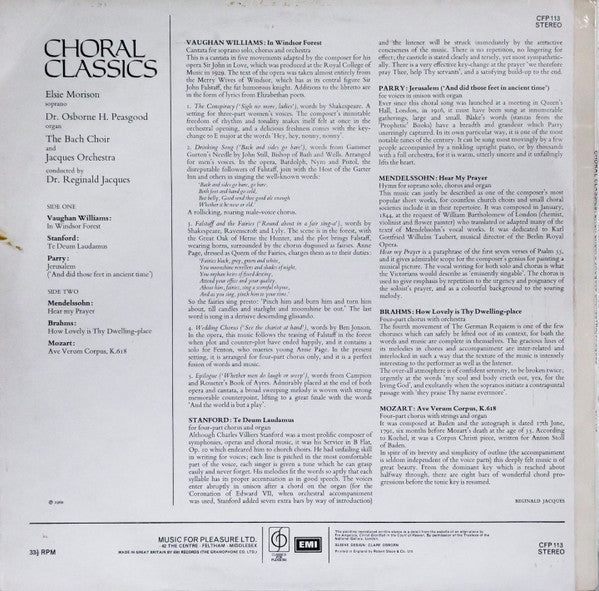 The Bach Choir, The Jacques Orchestra : Choral Classics (LP, RE)
