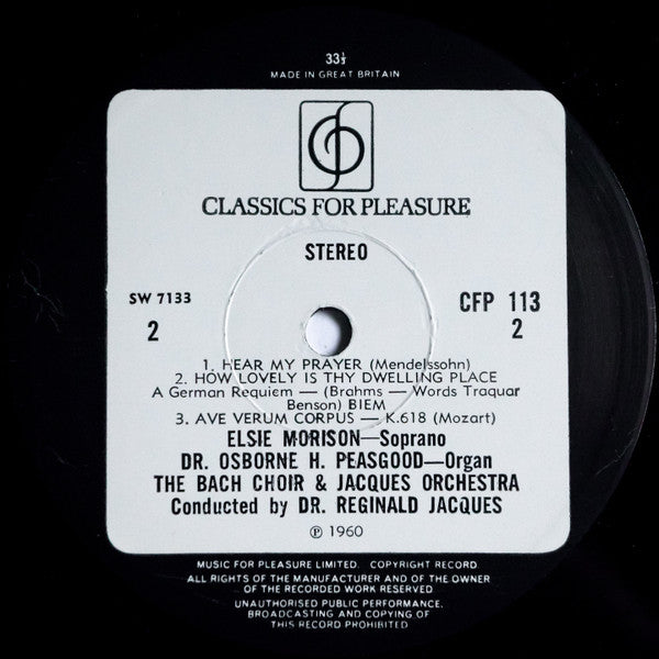 The Bach Choir, The Jacques Orchestra : Choral Classics (LP, RE)