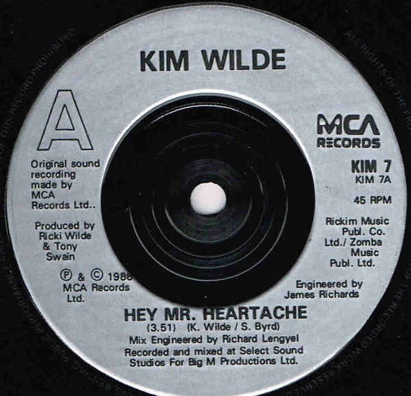 Kim Wilde : Hey Mister Heartache (7", Single, Inj)