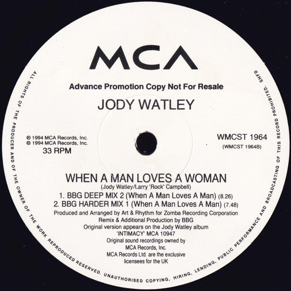 Jody Watley : When A Man Loves A Woman (2x12", Advance, Promo)