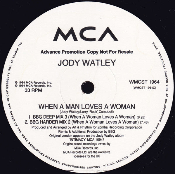 Jody Watley : When A Man Loves A Woman (2x12", Advance, Promo)