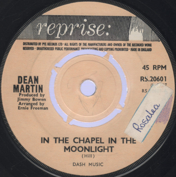 Dean Martin : In The Chapel In The Moonlight (7", Single)