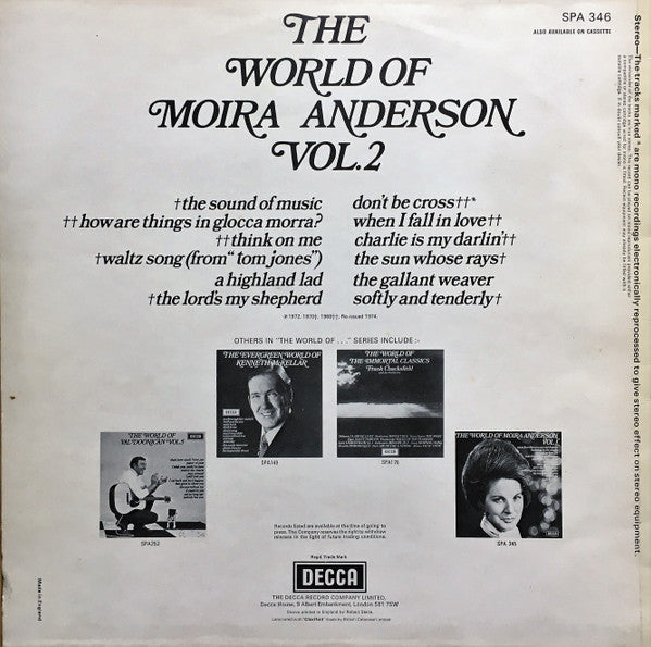 Moira Anderson : The World Of Moira Anderson Vol.2 (LP, Comp)