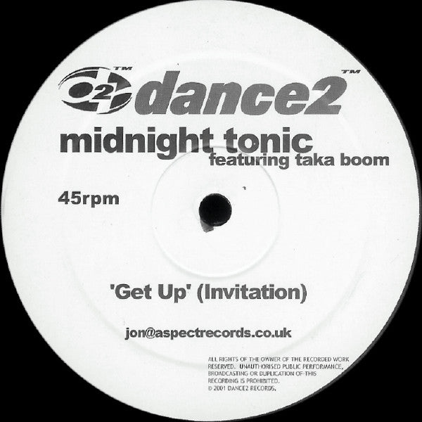 Midnight Tonic featuring Taka Boom : Get Up (Invitation) (12", Promo)