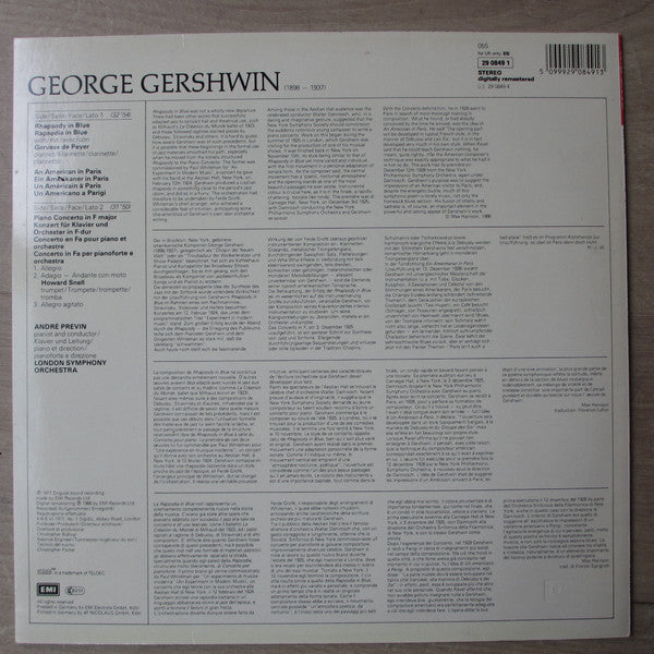 George Gershwin - André Previn - London Symphony Orchestra : Rhapsody In Blue / Concerto In F / An American In Paris (LP, Album, RM, DMM)