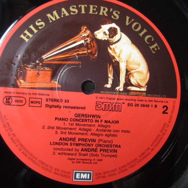 George Gershwin - André Previn - London Symphony Orchestra : Rhapsody In Blue / Concerto In F / An American In Paris (LP, Album, RM, DMM)