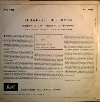 Ludwig van Beethoven, Zurich Municipal Orchestra conducted by Karl Winter : Symphony No.6 in F Major Op. 68 (Pastoral) (LP, Album)