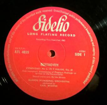 Ludwig van Beethoven, Zurich Municipal Orchestra conducted by Karl Winter : Symphony No.6 in F Major Op. 68 (Pastoral) (LP, Album)