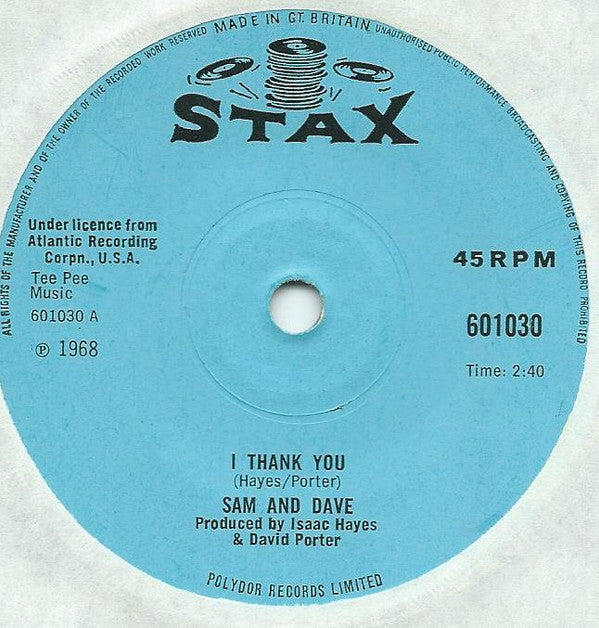 Sam & Dave : I Thank You (7", Single, Sol)