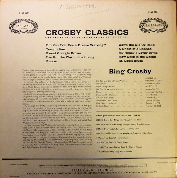 Bing Crosby : Crosby Classics (LP, Comp, RE)