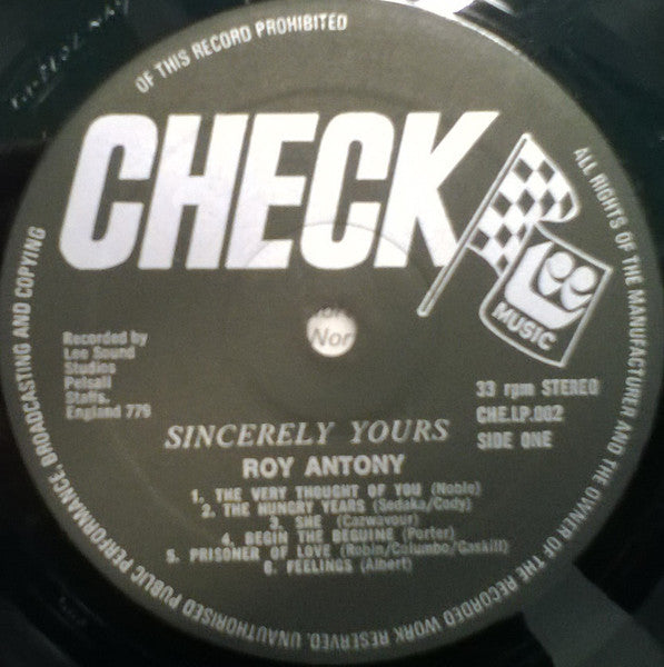 Roy Anthony (3) : Sincerely Yours (LP)