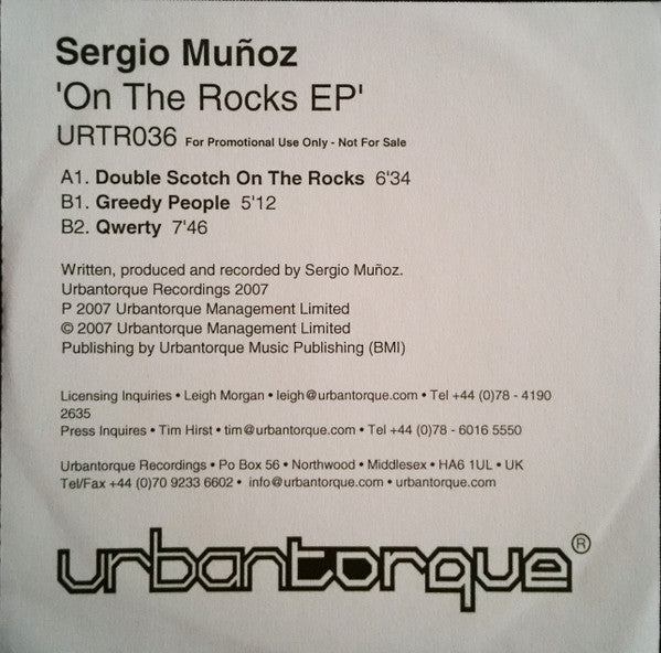 Sergio Muñoz : On The Rocks EP (CDr, EP, Promo)